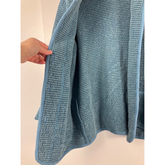 Signals Waffle Knit Collarless Button Front Jacket Blue Size Medium - Picture 5 of 11